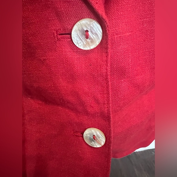 Vintage Stephanie Andrews Red Linen Cropped Jacket, Size 10 - Picture 6 of 8